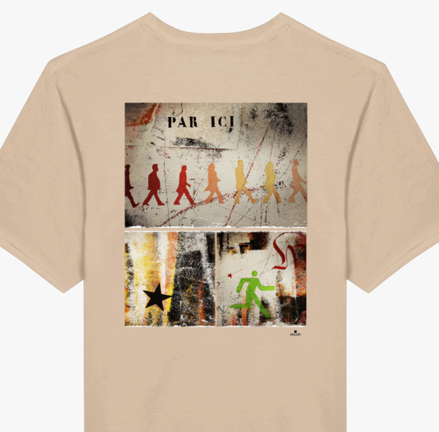 T-shirt street art "Par ici " beige