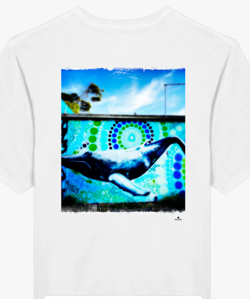 T-shirt street art fish blanc