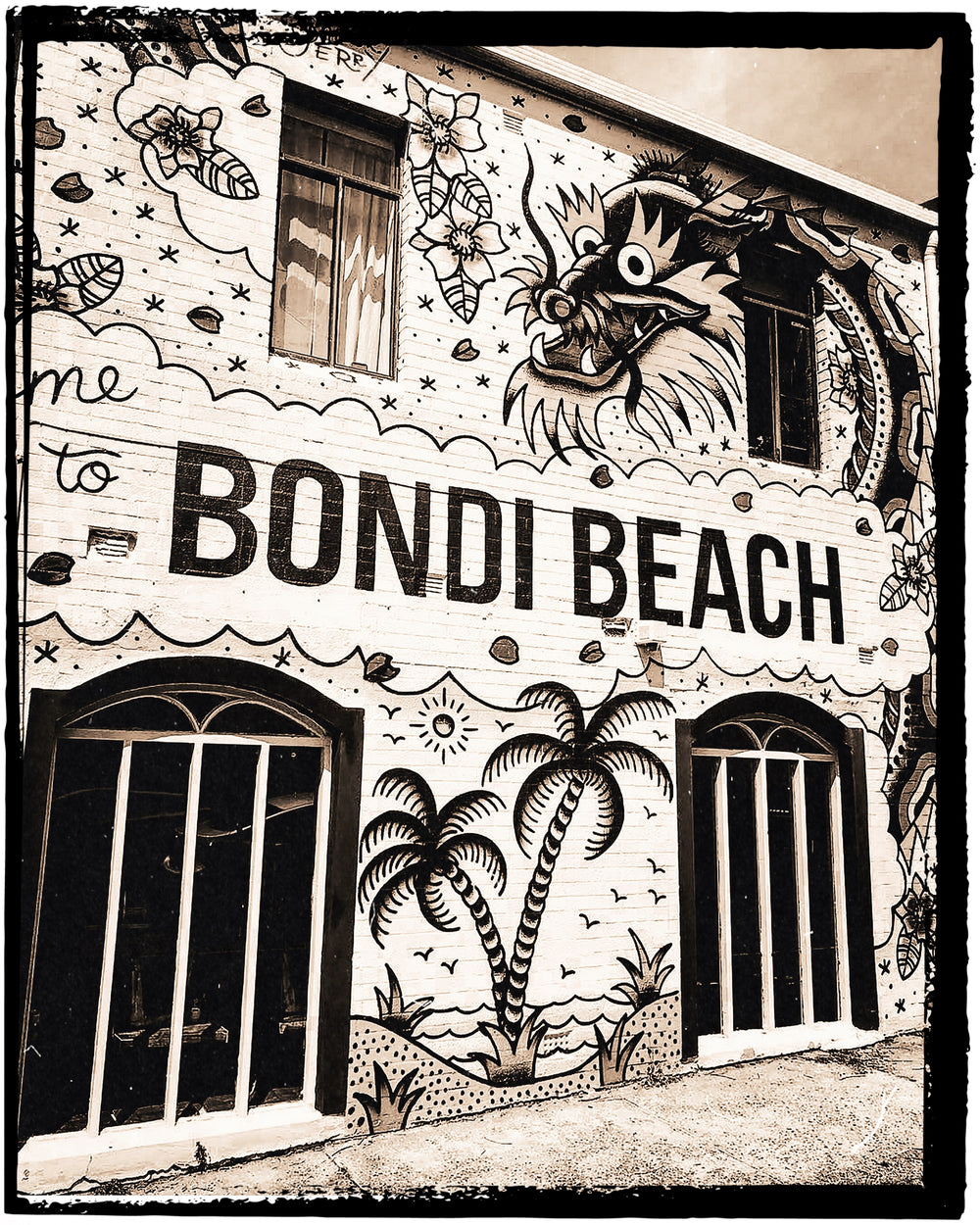 T-shirt street art bondi beach vert blanc