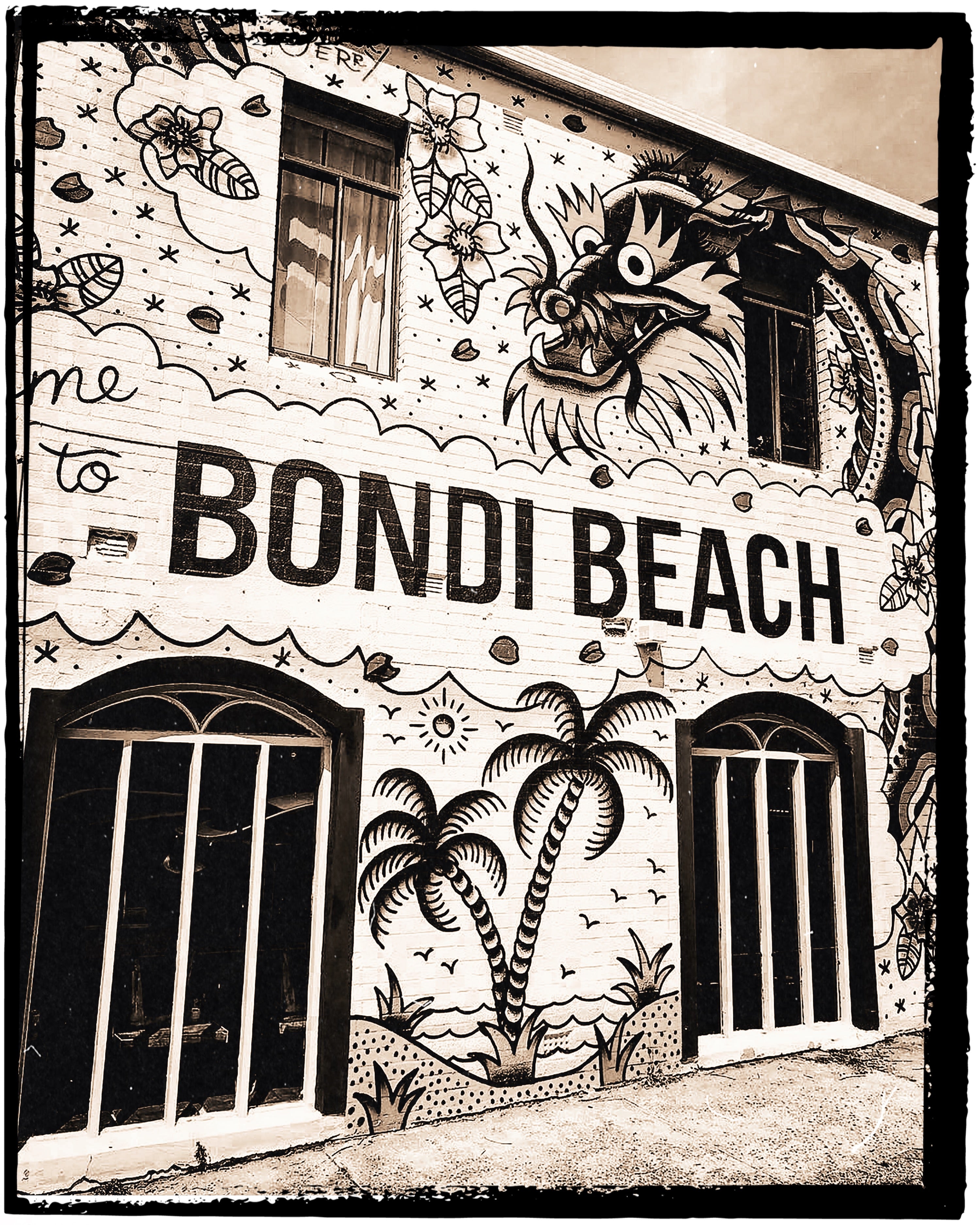 T-shirt street art bondi beach bleu  blanc